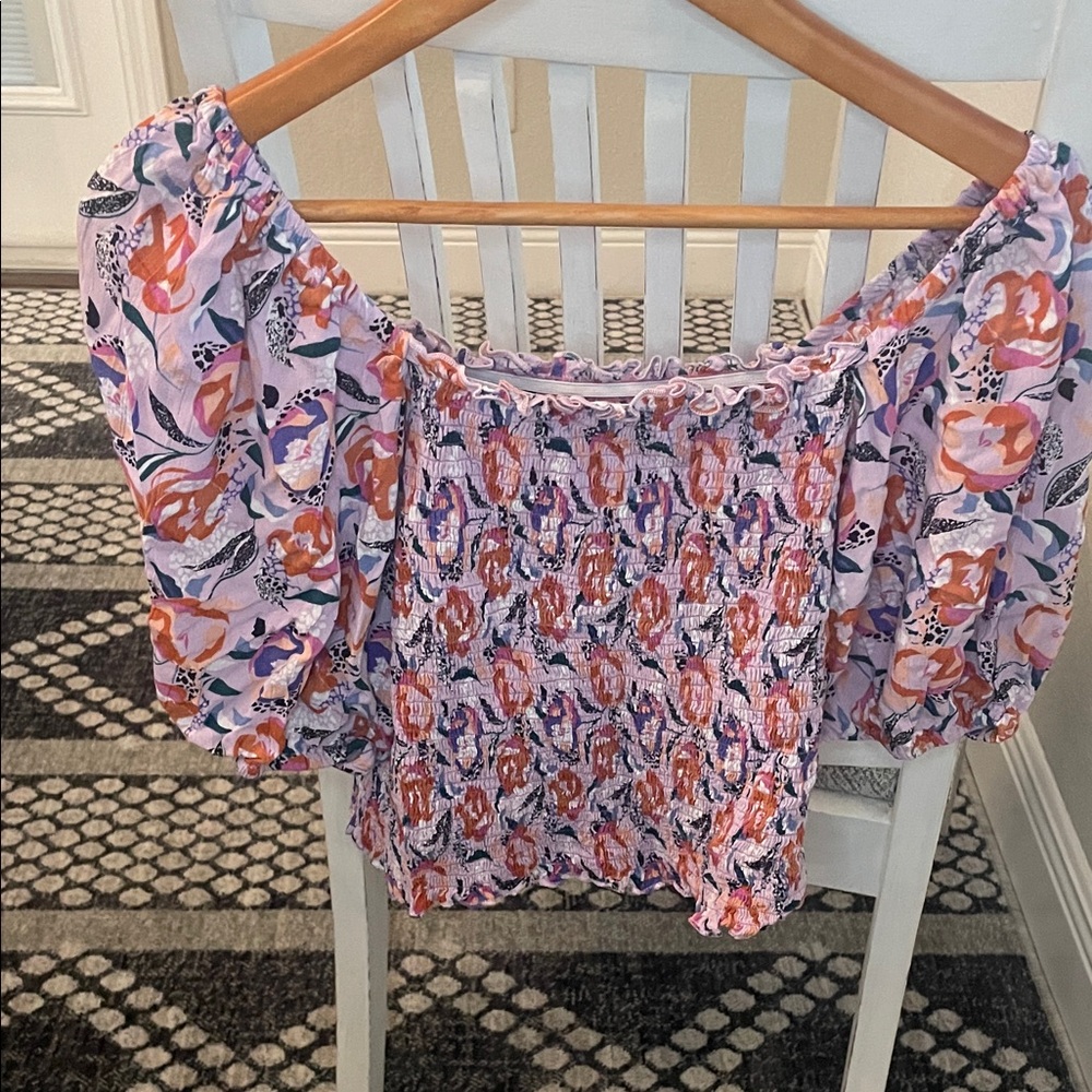 Angie Multicolor Floral Smocked Blouse